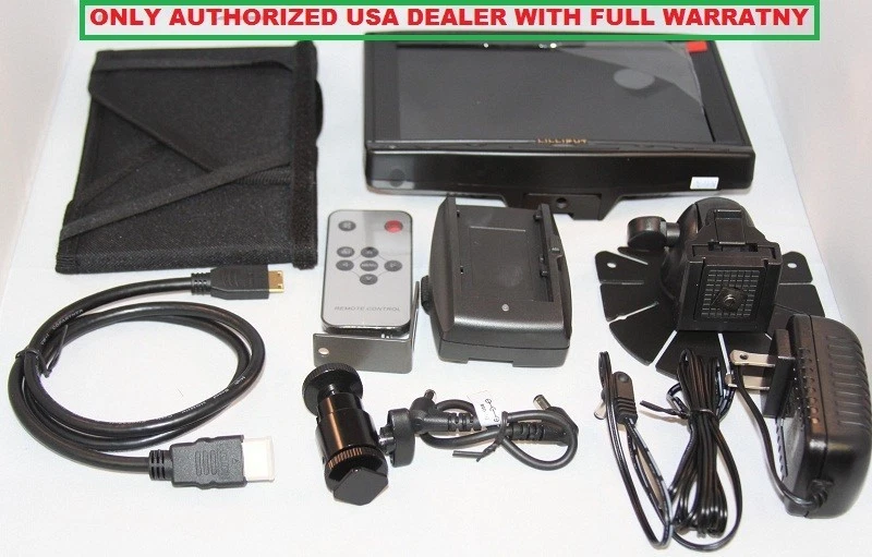  Lilliput 7" 619A HDMI Field Monitor+LP-E6 Plate+ Hood  For Canon 5D-II III DSLR - Image 1 of 1