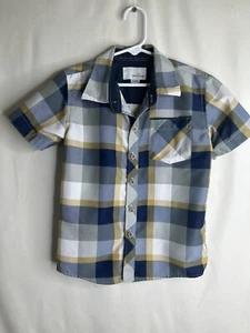 Craft + Flow Blue Button Up Shirt Little Boys 5 Medium Short Sleeve - Picture 1 of 4