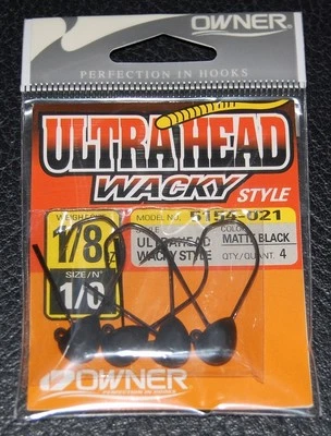 PROPIETARIO Ultra Head Wacky Style Tipo 5154-021 Tamaño 1/0 Ganchos 1/8 OZ Peso Paquete de 4 Foto 1 de 2