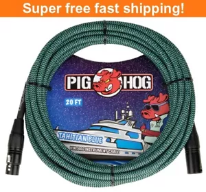 PIG HOG PHM20TAB "TAHITIAN BLUE" WOVEN MIC CABLE, 20FT XLR - New - Picture 1 of 5