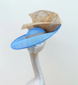 Coast- Feature hat in Electric Blue with Metallic Gold trim ASCOT WEDDING - Picture 1 of 9