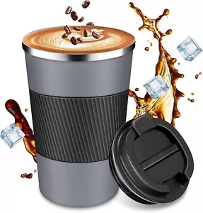 Insulated Travel Coffee Cup Camping Stainless Steel Vacuum Mug Reusable Hot Cold - Picture 1 of 7