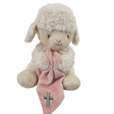 Demdaco Lamb Plush Sings Pink Blanket Embroidered Cross Jesus Loves Me Sheep - Image 1 of 4