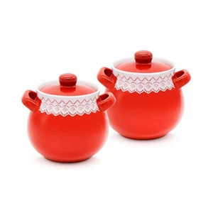 Keramiktopf Auflaufform Kochtopf 2er Set 0,65 L Topf Keramik Tontopf Gartopf - Bild 1 von 1