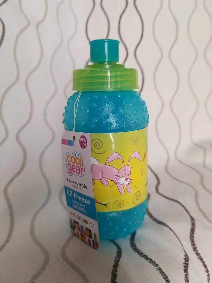 Cool Gear EZ FREEZE GEL STICK CHUG Water 2 Bottle Blue&Pink  Bunny  10 fl oz - Image 1 of 4