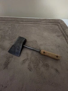 Old Meat Cleaver With Pounding Edge Solid & Heavy with Wooden Handle  Used - Picture 1 of 10