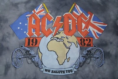 Retro 1982 AC DC FOR THOSE ABOUT TO ROCK Concert (SM) Shirt ANGUS MALCOLM YOUNG - Image 1 of 3