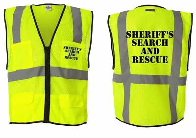 Sheriff's Search and Rescue Law Enforcements  Kishigo Safety Vests  - Image 1 of 2
