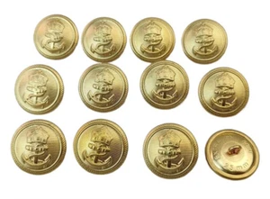 040353 25MM WWI BRITISH ROYAL NAVY Corona OTTONE BOTTONE UFFICIALE DORATO GRANDE 12P - Foto 1 di 5