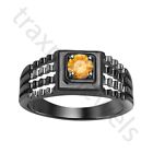 2 Ctw Lab Created Citrine 14k Black Gold Over Solitaire Wedding Men's Ring