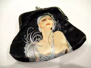Black coin purse, Art Deco Erte' pattern - Picture 1 of 5