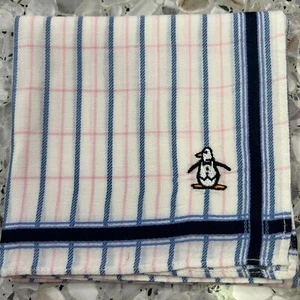 MAN HANDKERCHIEF STRIPED WHITE BLUE CLASSIC COTTON POCKET ART SQUARE 18” #JP228 - Picture 1 of 3