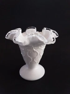Fenton Glass Silver Crest Spanish Lace Vase  4" - Picture 1 of 4