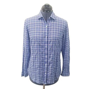 J. McLaughlin blue plaid women's button down shirt medium - Bild 1 von 9
