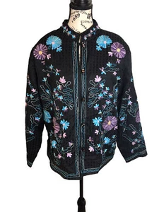 Drapers And Damon’s XL Heavily Embroidered Black Floral Jacket Blazer Lined - Picture 1 of 5