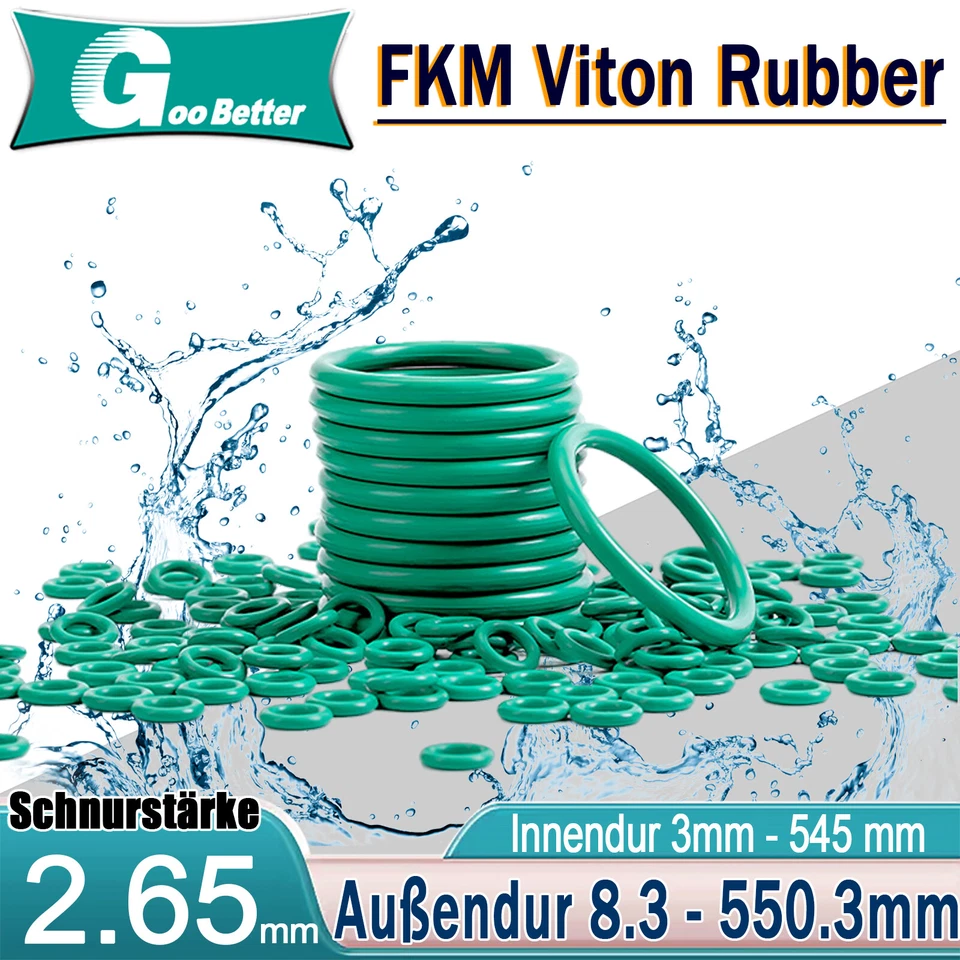 GOO BETTER O-Ring 3 mm-545 mm Schnurstärke 2,65 mm DIN-3771 FKM 70 Dichtring Oring Nullring