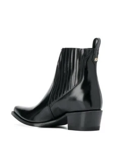 New! VALENTINO GARAVANI Pointed Toe Leather Ankle Boots Black Size 38 EU 8 US - Picture 1 of 10