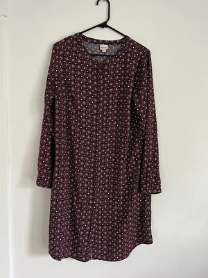 Merona Women's Dress Large Shift Multicolor Long Sleeve Button Up Scoop Neck - Image 1 of 4