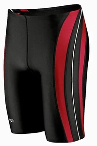 SPEEDO Rapid Splice Powerflex Swim Jammer Shorts Black Red White Male Boys Sz 24 - Picture 1 of 5