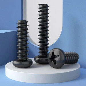 Kohlenstoffstahl schwarz Kreuzschlitz Rundkopf Blechschrauben Flat Tail M1,4 M1,7 - M4 - Bild 1 von 5