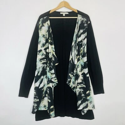 Cárdigan Suéter Para Mujer Sejour Negro Aqua Beige Pincel Trazo Gasa Frontal 2X Foto 1 de 4