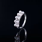 Akoya Sea Pearls Cluster Ring Setting With Natural DiamondsSolid 14K White Gold