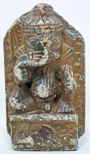 Antique Black Stone God Ganesha Idol Figurine Original Old Fine Hand Carved - Picture 1 of 8