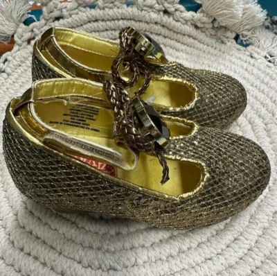 Disney Princesa Elena De Avalor Zapatos Niñas Talla 7/8 Dorado Disfraz de Vestir Foto 1 de 4
