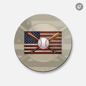Bandera de béisbol de los Estados Unidos de América | imán decorativo redondo de 4"" X 4 - Imagen 1 de 2