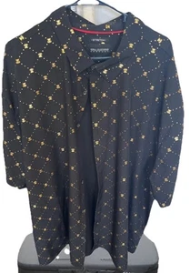 Drill Clothing Co. schwarz mit glänzendem Gold Fliegendruck Herren 5XL Knopfleiste Hemd. - Bild 1 von 10