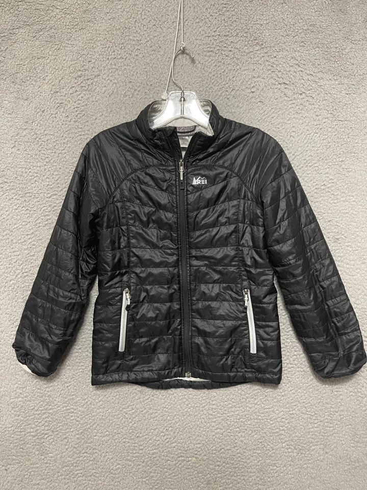 Chaqueta REI Coop Niñas Niños Negra Puffer Talla Mediana Cremallera Completa Juvenil Poliéster Foto 1 de 4