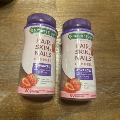 2 Pack Hair Skin Nails Gummies 6000 mcg 160 count (2x80) Advanced Formula Biotin - Image 1 of 2