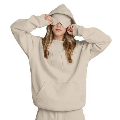 Hoodie with Eye Mask Built In, Airplane Mode Travel Hoodies with Hidden Pockets - Image 1 of 4