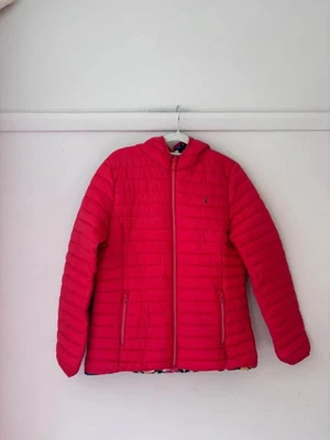 Joules Red Packable Puffer Jacket Women's Size 14 Hooded Lightweight Coat — 第 1/4 张图片