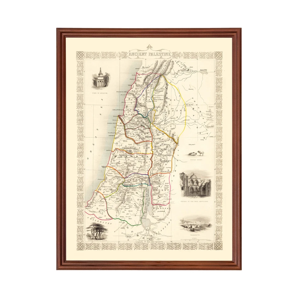 Old Map of Palestine 1851 - Vintage Palestine Art Wall Decor - Image 1 of 4