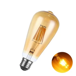Amber ST64 Vintage LED Bulbs, 8W Dimmable Glass & Metal, Pack of 1 - Picture 1 of 9
