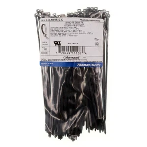THOMAS & BETTS L-6-18HS-0-C BRIDA DE CABLE, EXTERIOR, NYLON NEGRO UV, 6,3" (PAQUETE DE 100) - Imagen 1 de 3