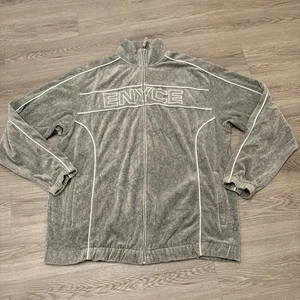 Vintage Enyce Track Jacket Mens XL Full Zip Gray/White Velour Y2K Hip Hop Menace - Picture 1 of 10