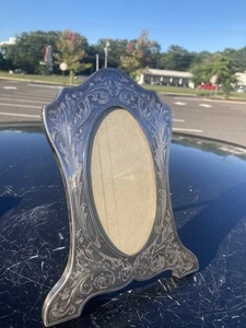 Art Nouveau Hallmarked Silver Plated Miniature Picture Photo Frame Velvet Easel - Picture 1 of 3
