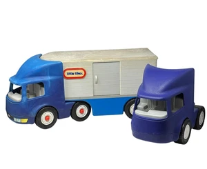 LITTLE TIKES Semi Truck Big Rig Blue Cab & Car Hauler Carrier Purple Cab - Picture 1 of 20