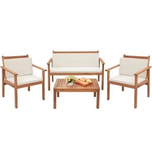 4 Piece Patio Bistro Set Patio Furniture Outdoor Chat Table Chair Set with Wa... - Picture 1 of 7