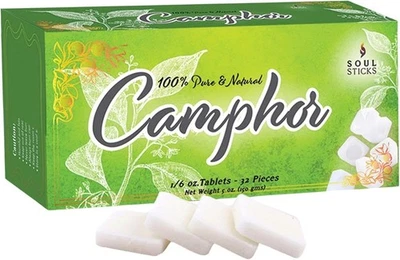 Natural Camphor Blocks - Camphor Tablets (150 Gram, 32 Tablets) for Aromatherapy - Image 1 of 4
