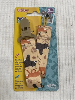 Nuby Baby Pacifier Clip Paci Finder 0+ Months Bear & Fox Design - Image 1 of 4