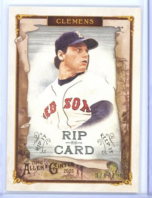 Roger Clemens 2025 Topps Allen & Ginter Rip Card #RIP-55 Boston **Ripped** - Image 1 of 2