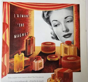 Coty L'Aimant The Magnet Perfume Fragrance Vintage 1939 Ad Magazine Print - Picture 1 of 6