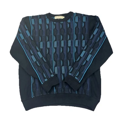 Vintage Norm Thompson Knit Sweater  XL 3D 100% Cotton Made In Canada Coogi Style - Image 1 of 4