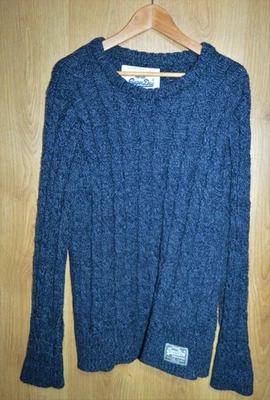 Superdry Cable Knit Pullover Blue Premium Knitwear Jumper Chunky - Extra Large  - Image 1 of 4