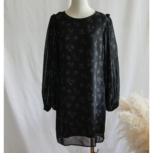 UNDERCOVER Abito Victoria's Secret nero floreale lungo elastico manica polsino chiffon taglia 4 S