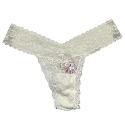 Hanky Panky Mujer Tanga Panty Talla Única Nupcial I Do Brillo Marfil Firma Encaje Foto 1 de 4