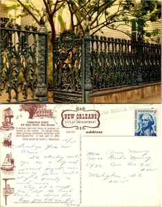 Beautiful Cast-Iron Corner Fence in New Orleans Postcard - Picture 1 of 1